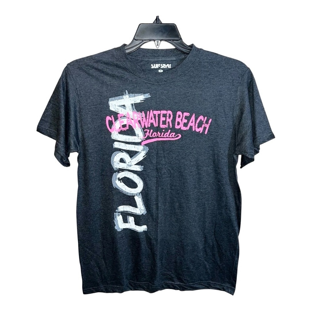 Surf Style Shirt Women’s Size M Gray Pink Clear Water Beach Florida Short Sleeve